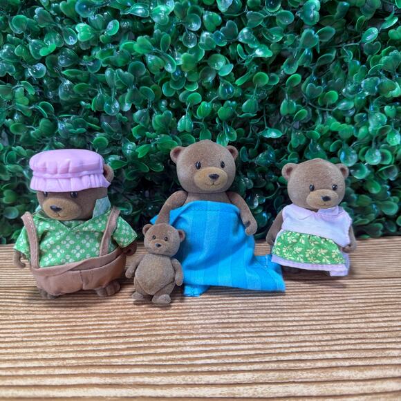 Bundle Of Little Li'l Woodzeez Brown Bear Family Set of 4 Figures Play Toy Set - Picture 1 of 10